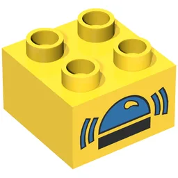 Duplo Brick 2 x 2 with Blue Ringing Bell Print