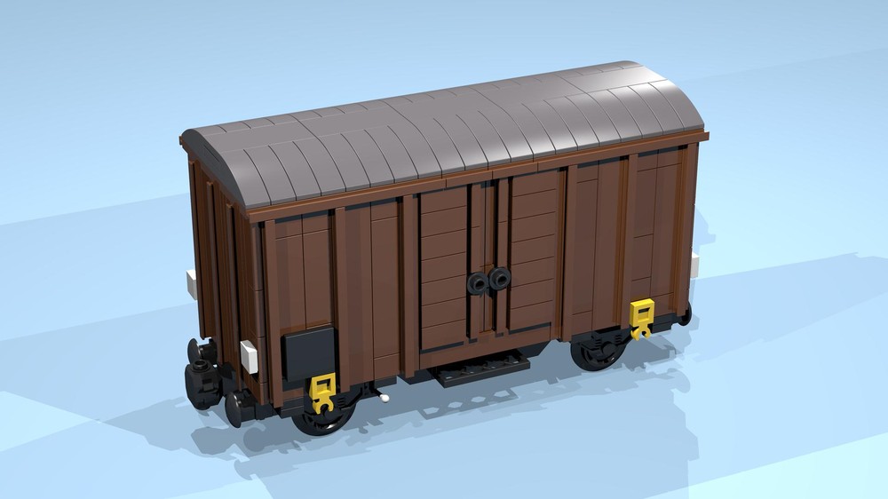 Lego 4-Wheel Box Wagon (9 studs wide, SNOT, brown)