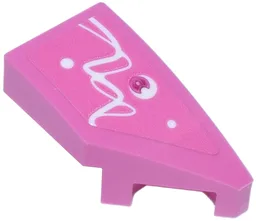Wedge 2 x 1 x 2/3 Right with White Curved Lines and Dots and Magenta Circle Pattern (Sticker) - Set 77241