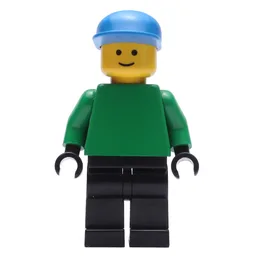Soccer Player Goalie Green Torso, Black Legs, Blue Cap