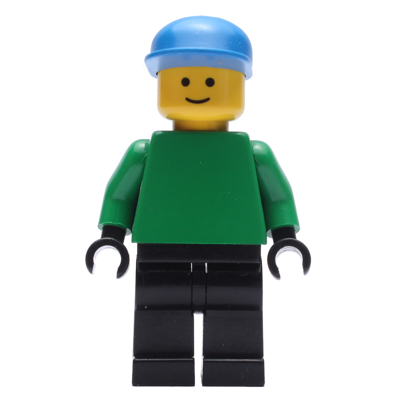 Lego Soccer Player Goalie Green Torso, Black Legs, Blue Cap