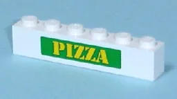 Brick 1 x 6 with Yellow 'PIZZA' on Green backgound Pattern (Sticker) - Set 7641