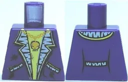 Torso Jacket with Pockets and Gold Necklace with Skull Pendant Pattern / Dark Purple