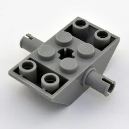 Slope Inverted 45° 4 x 2 Double with Pins and Axle Hole Type 2 [X Opening] / Dark Bluish Gray