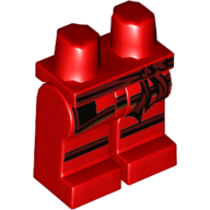 Lego Hips and Red Legs with Black and Dark Red Sash and Thin Knee Pads Print (Kai 2015) / Red