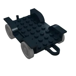 Fabuland, Vehicle Base, Car Chassis 8 x 6 with Hitch [Complete Assembly] / Black