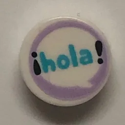 Tile Round 1 x 1 with Speech Bubble, Medium Azure 'HOLA!' on Lavender Background Print