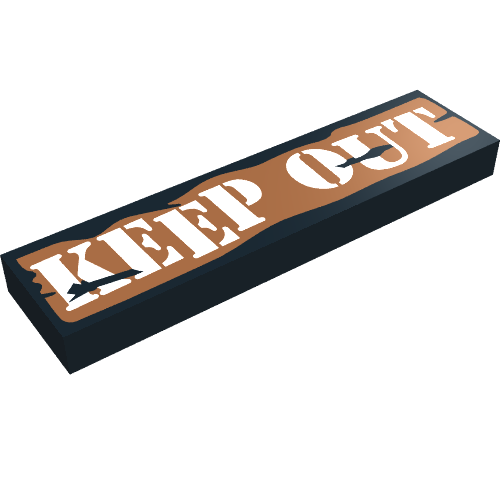 Lego Tile 1 x 4 with Keep Out Sign Print