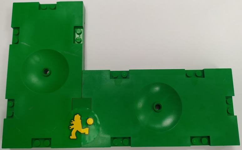 Lego Stickered Assembly 24 x 16 x 1.33 with Yellow Minifigure Soccer Player Pattern on Green Background (Sticker) - Set 3570