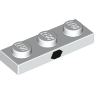 Lego Plate 1 x 3 with Black Dot print / White