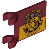 Lego Flag 2 x 2 Square [Thick Clips] with Gryffindor House Crest Print / Dark Red