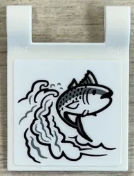Flag 2 x 2 Square with Flared Edge with Wave with Fish Pattern Model Right Side (Sticker) - Set 40906