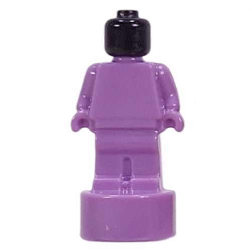 Lego Minifig Trophy Statuette with Black Head pattern / Medium Lavender