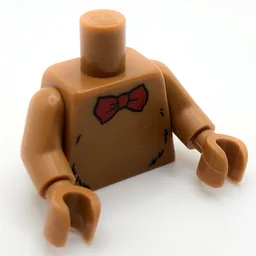 Torso, Dark Red Bow Tie, Fur Print, Medium Nougat Arms and Hands / Medium Nougat