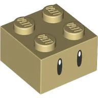 Brick 2 x 2 with Thin Black Eyes Print / Tan