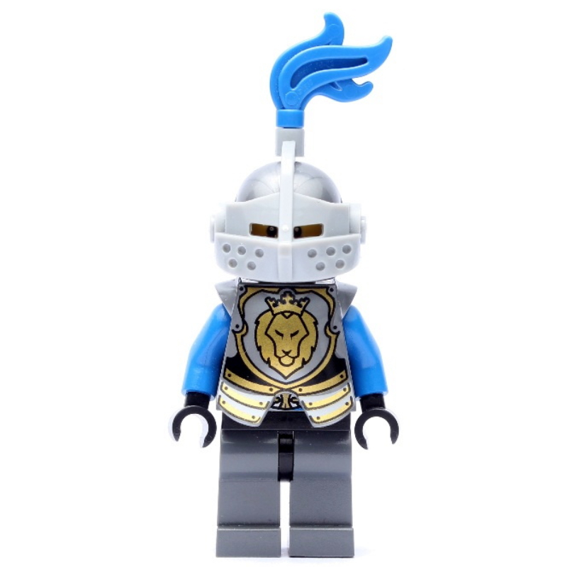 Lego Knight, Blue, Armor, Helmet with Visor and Blue Plume, Beard
