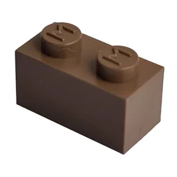 Modulex Brick 1 x 2 with M on Stud / Modulex Brown