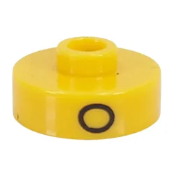 Pen Bead, Round Short, Flat Edge with 'O', '3', 'C' Print / Yellow