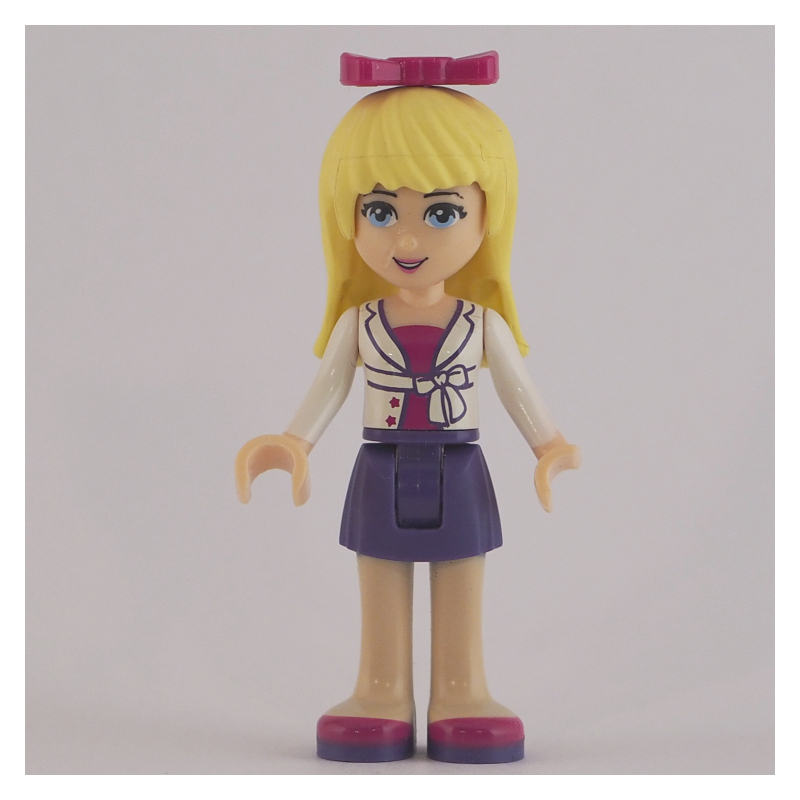 Lego Stephanie - White Jacket, Dark Purple Skirt, Magenta Bow