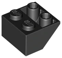 Brick Sloped Inverted 45° 2 x 2 [Ovoid Bottom Pin, Bar-sized Stud Holes] / Black