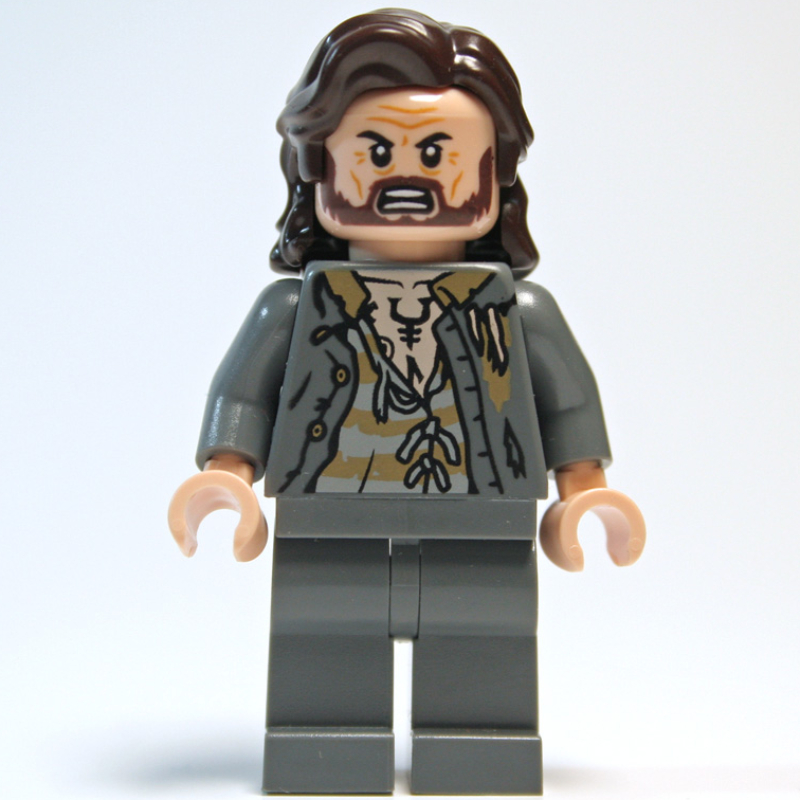 Lego Sirius Black, Dark Bluish Gray Prison Outfit with Long Jacket, Plain Legs