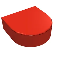 Tile Round 1 x 1 Half Circle / Red