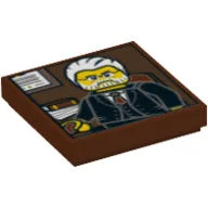 Tile 2 x 2 with Portrait of Male Minifig with Gray Hair and Beard, Black Suit Print