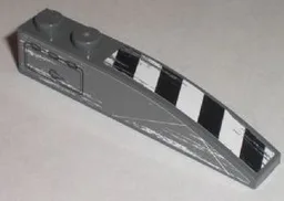 Slope, Curved 6 x 1 with 2 Studs with Black and White Danger Stripes and Hatch Pattern Model Left (Stickers) - Set 8211