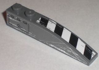 Lego Slope, Curved 6 x 1 with 2 Studs with Black and White Danger Stripes and Hatch Pattern Model Left (Stickers) - Set 8211