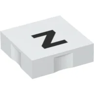 Duplo Tile 2 x 2 with Lowercase 'z' Print / White