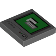 Lego Tile 2 x 2 with Computer Monitor, White Power Switch Spot Print
