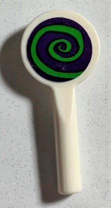 Lego Minifigure, Utensil Signal Paddle with Green Spiral on Dark Purple Background Pattern (Sticker) - Set 75978