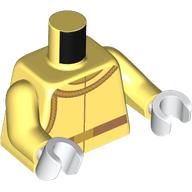 Lego Torso Jacket, Gold Straps, Medium Nougat Belt print, Bright Light Yellow Arms, White Hands / Bright Light Yellow