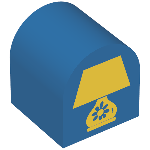 Lego Duplo Brick 2 x 2 x 2 Curved Top with Table Lamp Print / Blue
