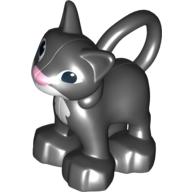 Lego Duplo Animal Cat / Kitten Solid with White Chest and Mouth Print / Black