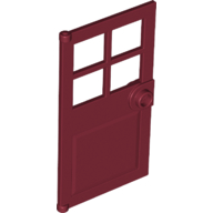Lego Door 1 x 4 x 6 with 4 Panes and Stud Handle / Dark Red