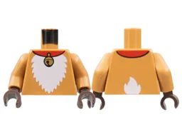 Torso Red Collar with Gold Sleighbell, White Fur Chest and Tail Pattern / Medium Nougat Arms / Dark Brown Hands