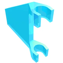 Flag 2 x 2 Trapezoid with Flat Area between Clips / Trans-Light Blue