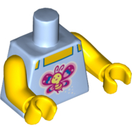Lego Torso Tank Top with Butterfly Print, Yellow Arms and Hands / Bright Light Blue