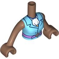 Lego Minidoll Torso Woman with Medium Azure Jacket/Suit, Lavender Belt, White Handkerchief print, Medium Brown Arms and Hands / Medium Brown
