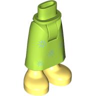 Lego Minidoll Hips and Skirt with Ankles with Bright Light Yellow Feet, Silver Stars print / Lime