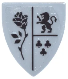 Minifigure, Shield Triangular Short with Crest Black Rose with Thorns, Lion and Clubs Pattern (Sticker) - Set 43263