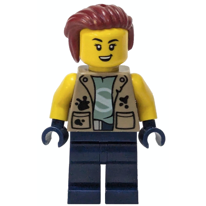 Lego Mechanic, Iris Icicle, Dark Tan Jacket, Dark Blue Legs, Dark Red Hair
