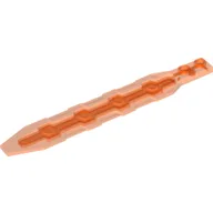 Large Figure Weapon, Sword 1 x 13 with 1x2 Plate, Angled Side Extensions, Textured Panel Inset with Hexagons / Trans-Neon Orange