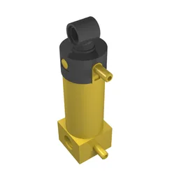 Pneumatic Cylinder with 2 Inlets Medium (48mm) with Black Top / Yellow
