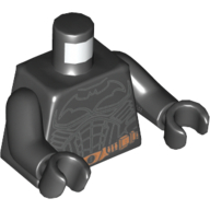 Lego Torso Batman Logo with Body Armor Outline and Copper Belt Print, Black Arms and Hands / Black