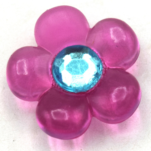 Lego Clikits Icon, Flower 2 x 2 Small, 5 Petals with Pin [Polished] with Trans-Light Royal Blue Center Facet Gem