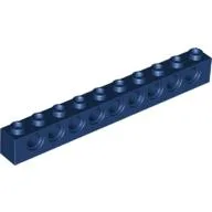 Technic Brick 1 x 10 [9 Pin Holes] / Dark Blue