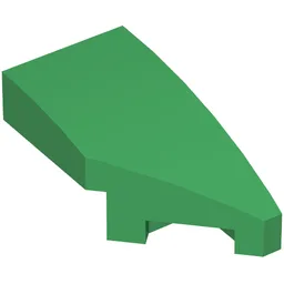 Brick Wedged, Curved 2 x 1 with Stud Notch Right / Green