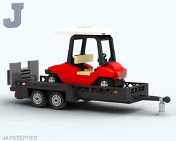 Golf Cart with Mid-Size Flatbed Trailer